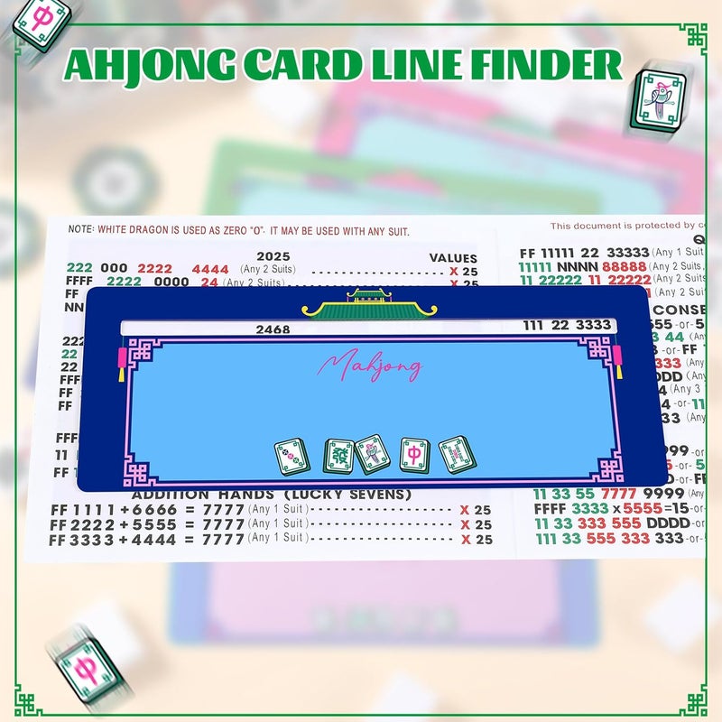 Faccito 4 Pcs Mahjong Card Guide and Line Finder for Strategy Tool for Beginners, for Travel, Parties, Competitions, Game Nights(Multicolor,Cute) - Image 4